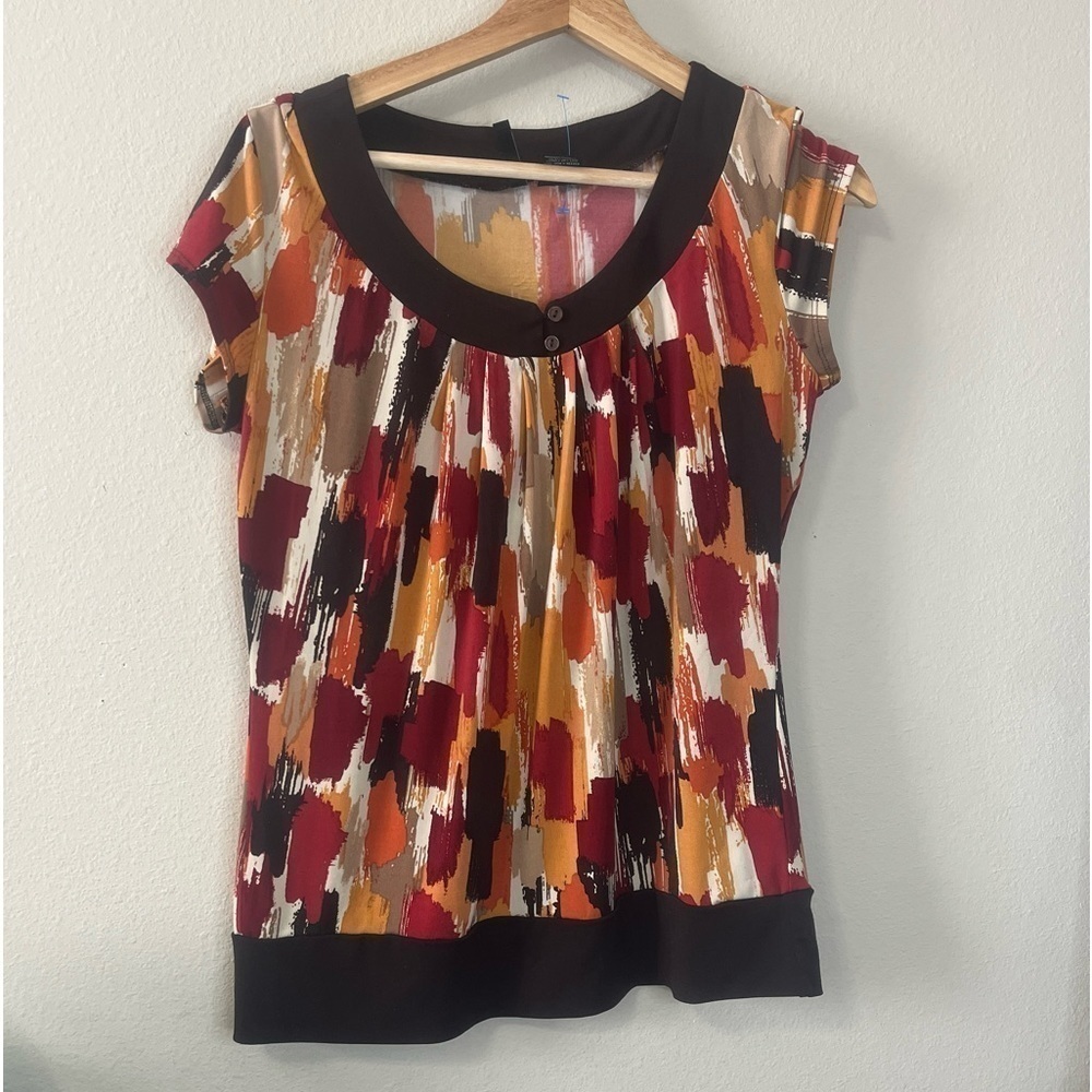 New Direction Petite Blouse Top Orange Brown  Size PM